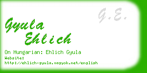 gyula ehlich business card